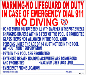 National Stock Sign Co. TX4148 41 in. x 47 in. plastic Texas pool rules sign