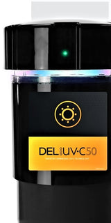DEL UV-C 50 pool UV sanitizer EUV-01-01, front view of housing and ballast cover