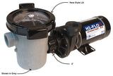 Waterway 310-6600 pump trap shown on a complete Waterway Hi-Flow pump