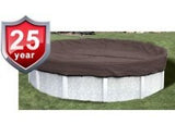 PoolTux BB1220 12'x20' oval solid winter cover installed on an above ground pool