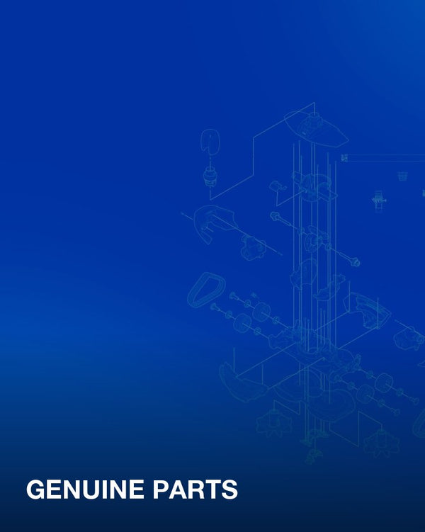 Genuine parts: an exploded drawing of a Zodiac cleaner on blue